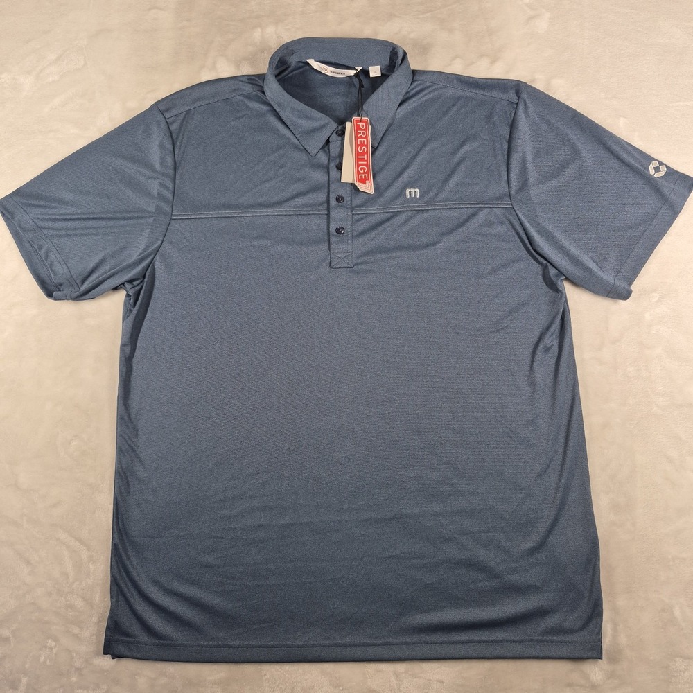 Travis Mathew Player Polo Shirt Men's 3XL Heather Blue Golf Performance NWT